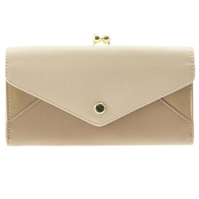 【BE.ベージュ】 長財布 レディース Paquet du Cadeau パケカドー  通販 財布 がま口 ロングウォレット 小銭入れあり 大容量 おしゃれ かわいい 3色切り替え 合皮 フェイクレザー メール型切替 レター型